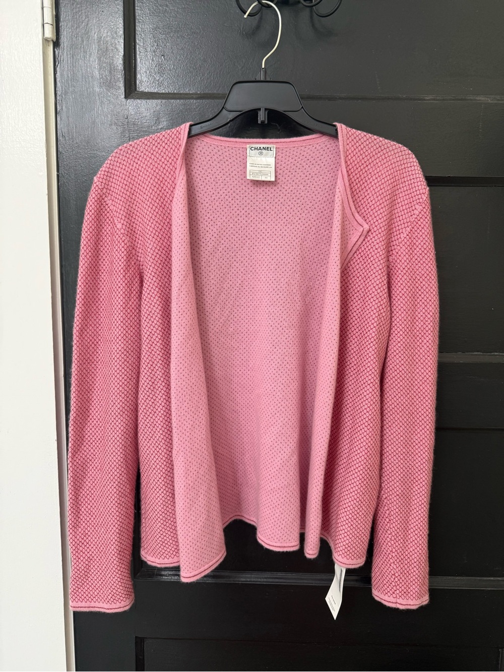 CHANEL Bubble Knit Open-Front Pink Cardigan